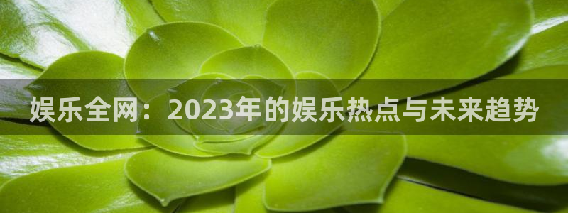 壹号娱乐4开户：娱乐全网：2023年的娱乐热点与未来趋势